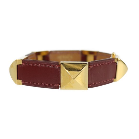 HERMES Vintage Red Leather Charm Bracelet - Picture 1 of 9